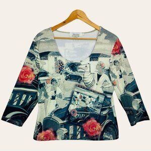 Rose Society Vintage 90s Fairy Grunge Cyber Paris Quarter Sleeve Stretchy Blouse